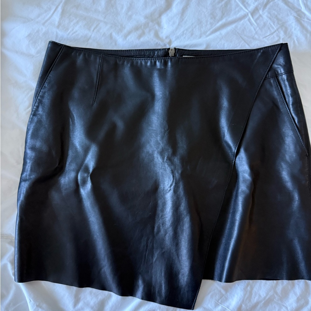 Helmut Lang Black Mini Pencil Skirt with Asymmetrical Slit
